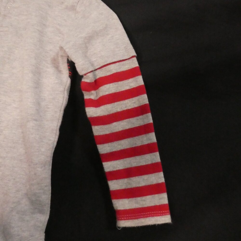 PEKKLE 24 months Grey Rockstar Guitar Baby Bodysuit With Red Striped Sleeves - Picture 12 of 15